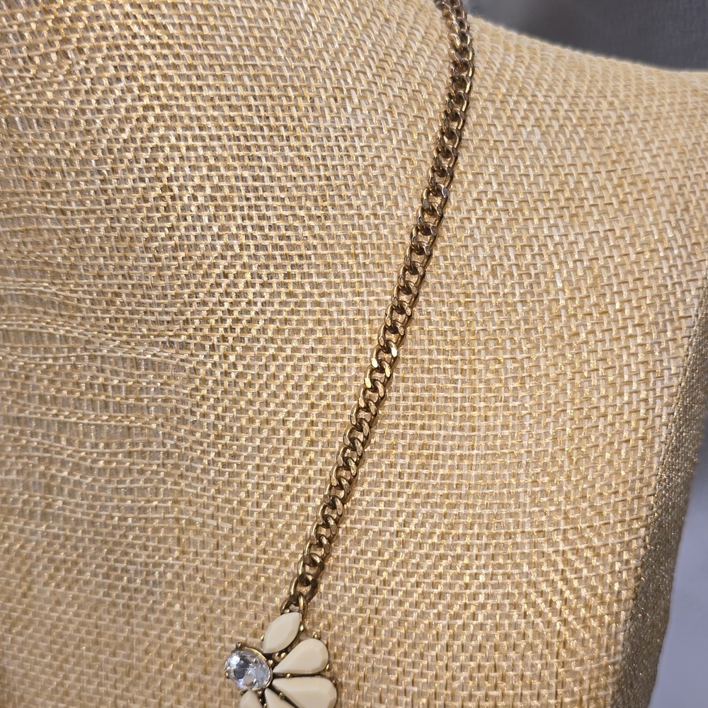 J. Crew Rhinestone & Ivory Acrylic Faceted Fashion Statement Necklace - Picture 5 of 9